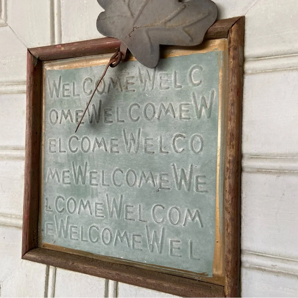 Welcome Sign ~ Farmhouse Wood + Metal